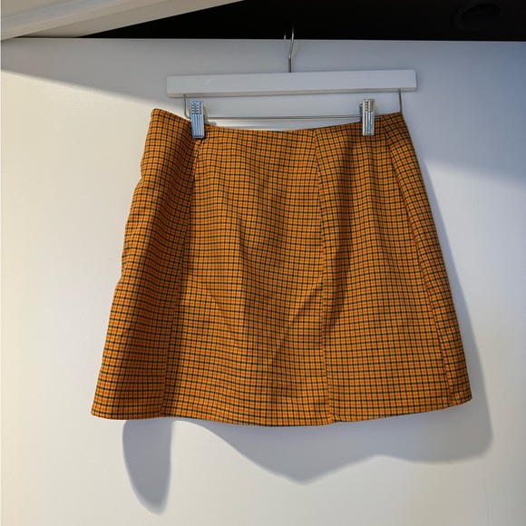 Urban Outfitters Orange Plaid Fitted Skirt - Picture 3 of 6